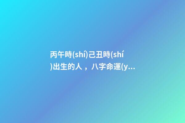丙午時(shí)己丑時(shí)出生的人，八字命運(yùn)如何？